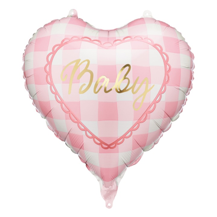Balon folie inima Baby roz deschis (35 cm) baby shower