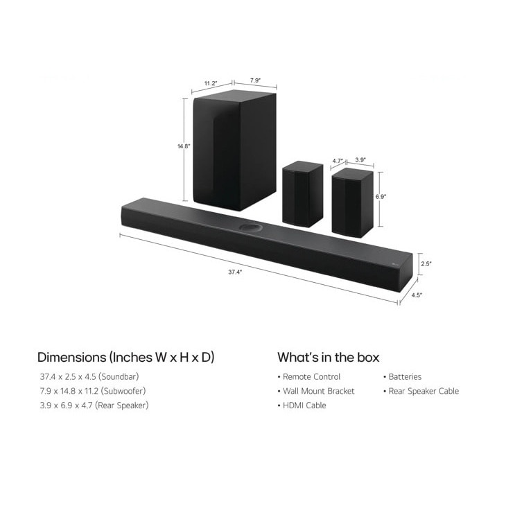 Soundbar LG S70TR, 5.1.1 , 500W, Dolby Atmos, Subwoofer Wireless, HDMI, USB, Negru