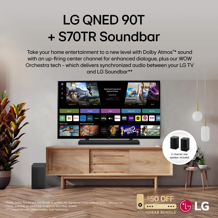 Soundbar LG S70TR, 5.1.1 , 500W, Dolby Atmos, Subwoofer Wireless, HDMI, USB, Negru