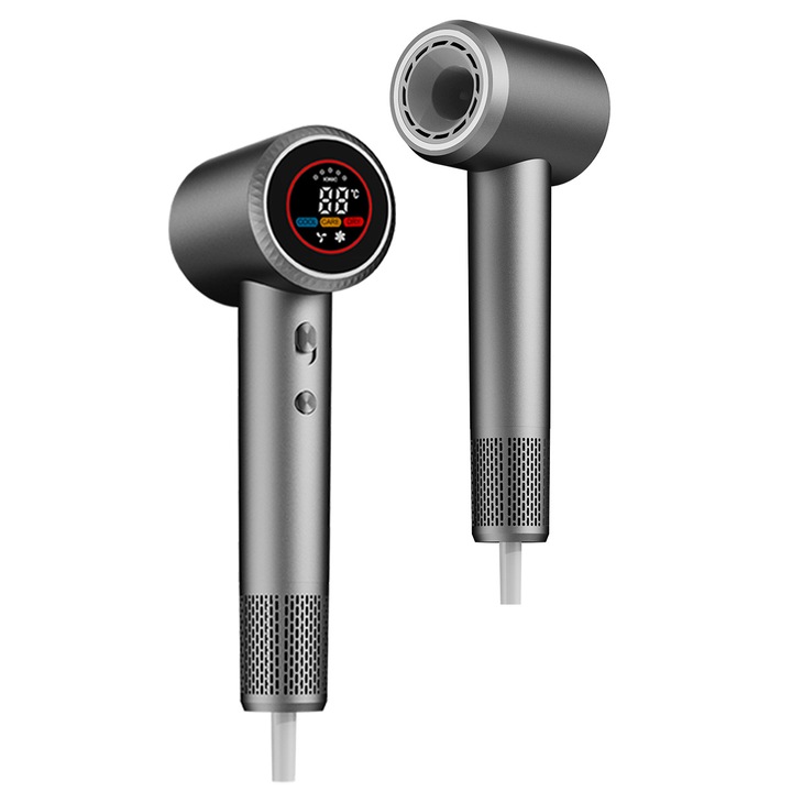 Професионален Сешоар, с Дигитален Мотор 110000 RPM, Температурен Сензор, Дигитален Дисплей, 3 Степени на Топлина, 2 Скорости, Премиум Дизайн