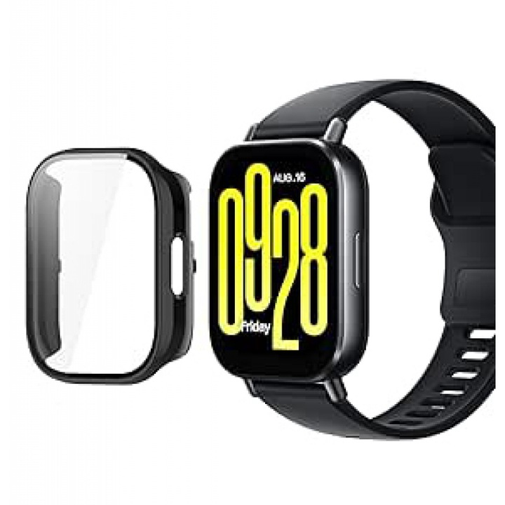Védőtok üvegfóliával, kompatibilis Xiaomi Redmi Watch 5 Active, fekete