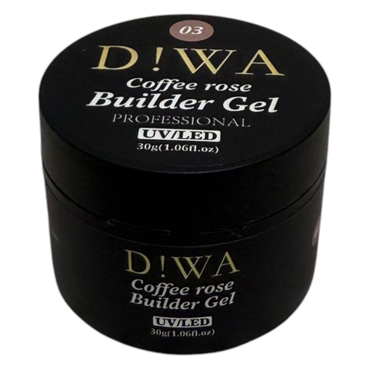 Gel UV D!WA Coffee Rose 03 – Autonivelant, Rezistent, Pentru Arhitectura Unghiei – 30ml