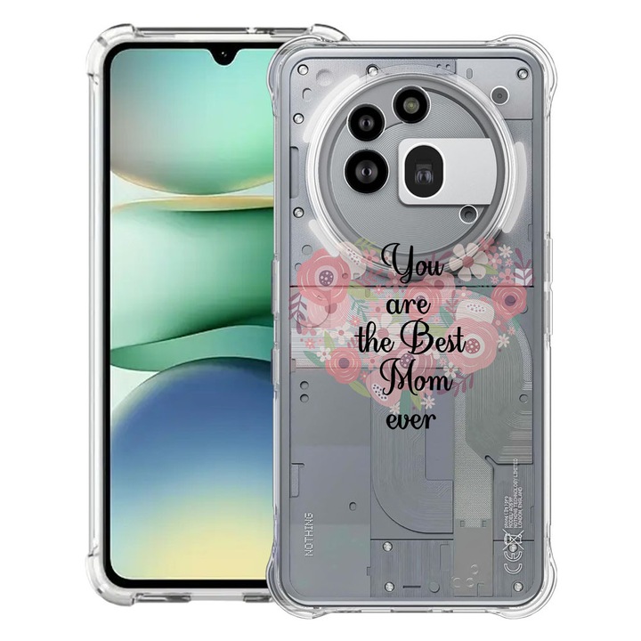 BestCase® Husa Anti Shock 1.5mm Compatibil cu Nothing Phone (3a) Pro, cu Design Best Mom Ever, Reinforced 4 Corners, 3119592 AS 30