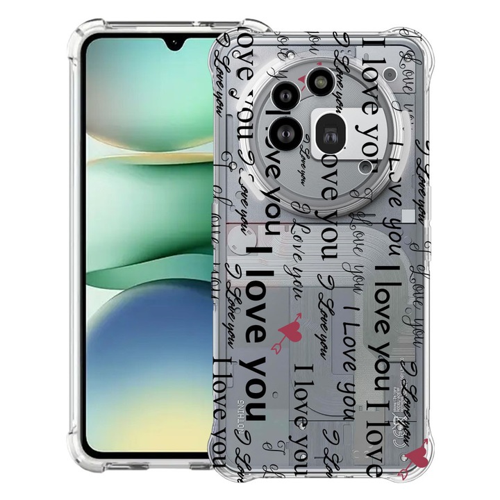 BestCase® Husa Anti Shock 1.5mm Compatibil cu Nothing Phone (3a) Pro, cu Design I Love You, Reinforced 4 Corners, 3119592 AS 40