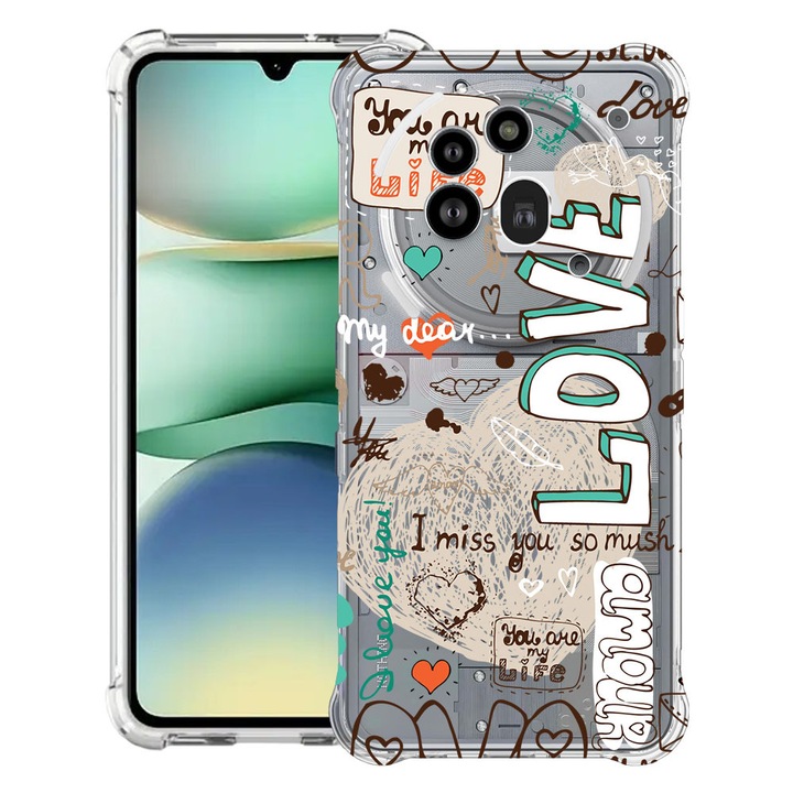 BestCase® Husa Anti Shock 1.5mm Compatibil cu Nothing Phone (3a) Pro, cu Design Love, Reinforced 4 Corners, 3119592 AS 25