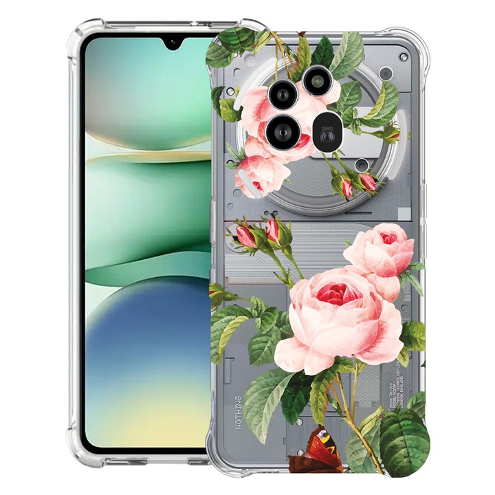 BestCase® Husa Anti Shock 1.5mm Compatibil cu Nothing Phone (3a) Pro, cu Design Rose, Reinforced 4 Corners, 3119592 AS 172