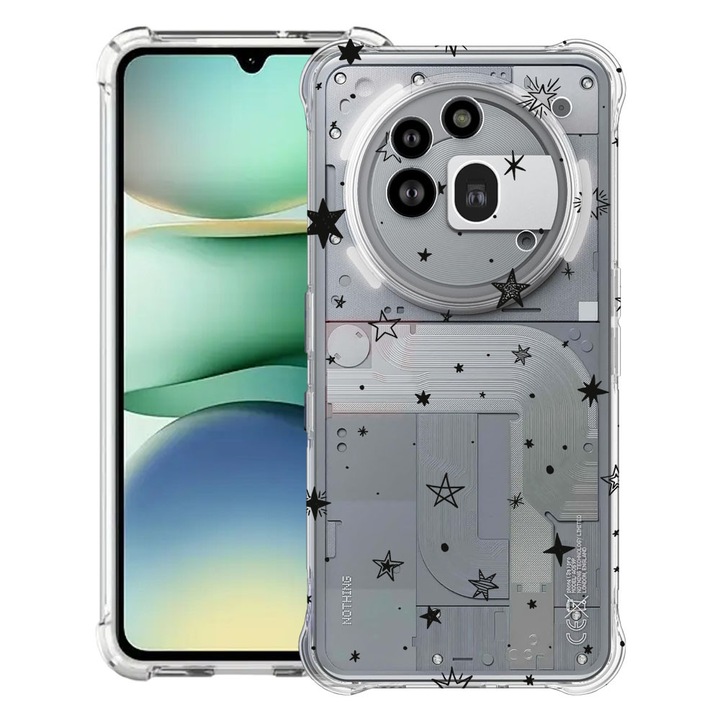 BestCase® Husa Anti Shock 1.5mm Compatibil cu Nothing Phone (3a) Pro, cu Design Stars, Reinforced 4 Corners, 3119592 AS 143