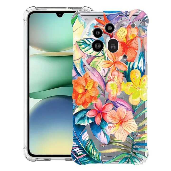 BestCase® Husa Anti Shock 1.5mm Compatibil cu Nothing Phone (3a) Pro, cu Design Topical Flowers, Reinforced 4 Corners, 3119592 AS 498