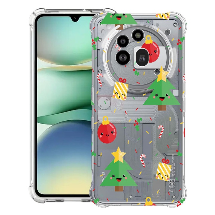 BestCase® Устойчив на удар калъф 1.5 мм, съвместим с Nothing Phone (3a) Pro, с дизайн Коледно дърво, подсилени 4 ъгъла, 3119592 AS 309