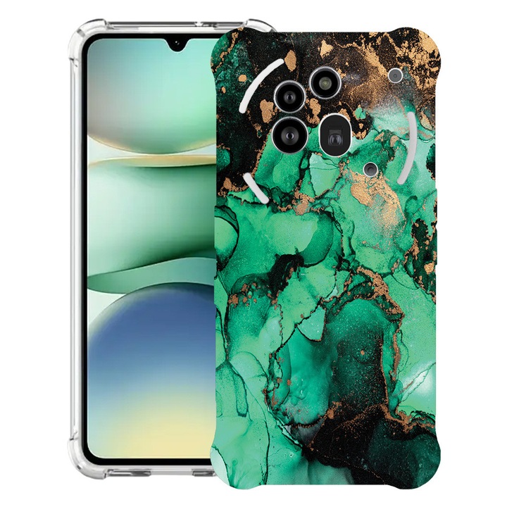 BestCase® Устойчив на удар калъф 1.5 мм, съвместим с Nothing Phone (3a) Pro, с дизайн „Тъмен мрамор“, подсилени 4 ъгъла, 3119592 AS 890