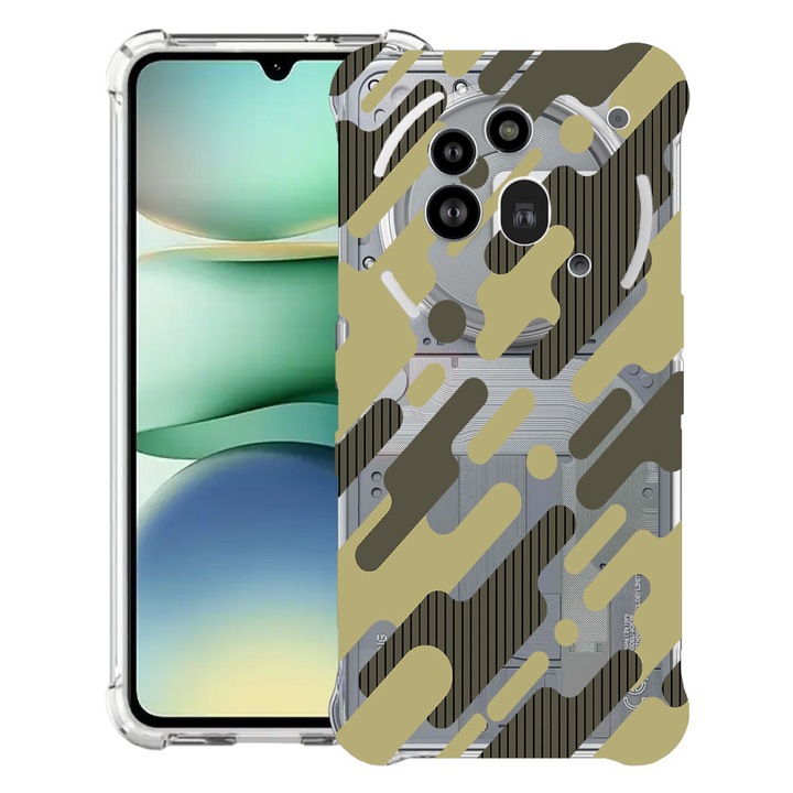 BestCase® Husa Anti Shock 1.5mm Compatibil cu Nothing Phone (3a) Pro, cu Design Green Camouflage, Reinforced 4 Corners, 3119592 AS 811