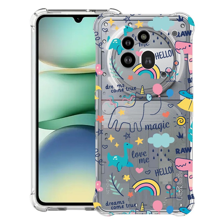 BestCase® Усилен противоударен калъф 1.5мм Съвместим с Nothing Phone (3a) Pro, с дизайн Еднорог - Dreams Comes True, Подсилени 4 ъгъла, 3119592 AS 759