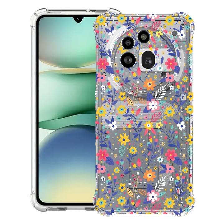 BestCase® Husa Anti Shock 1.5mm Compatibil cu Nothing Phone (3a) Pro, cu Design Flower Pattern, Reinforced 4 Corners, 3119592 AS 955