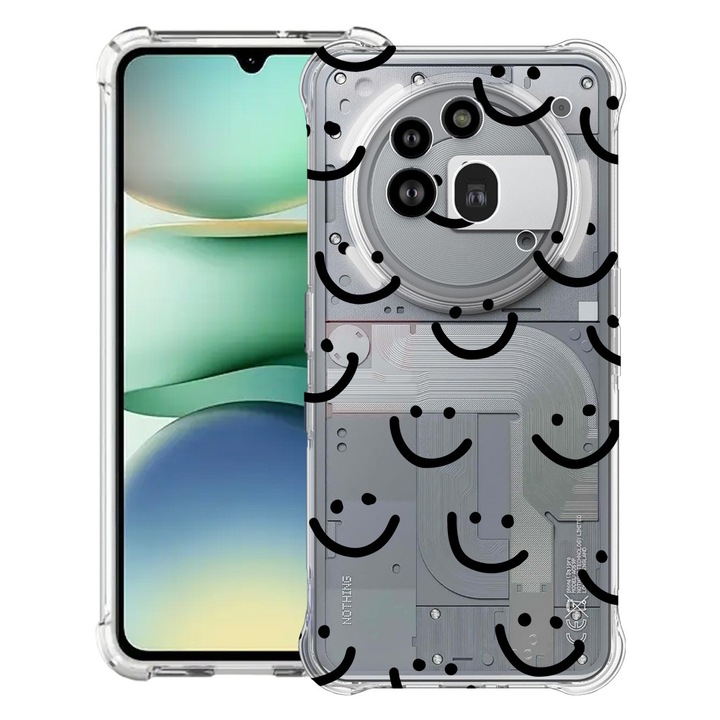 BestCase® Усилен противошоков калъф 1.5мм съвместим с Nothing Phone (3a) Pro, със Смайли Дизайн, Подсилени 4 Ъгъла, 3119592 AS 1056