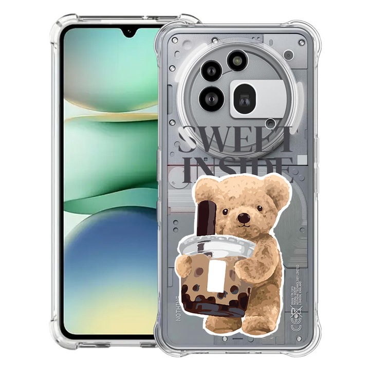 BestCase® Husa Anti Shock 1.5mm Compatibil cu Nothing Phone (3a) Pro, cu Design Teddy Bear Sweet Inside, Reinforced 4 Corners, 3119592 AS 1461