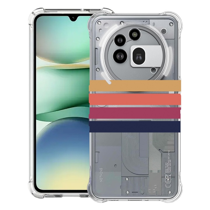 BestCase® Husa Anti Shock 1.5mm Compatibil cu Nothing Phone (3a) Pro, cu Design Retro Lines, Reinforced 4 Corners, 3119592 AS 1479