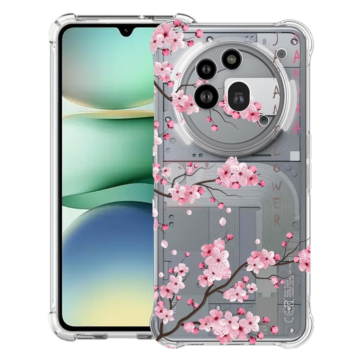 BestCase® Husa Anti Shock 1.5mm Compatibil cu Nothing Phone (3a) Pro, cu Design Cherry Blossom, Reinforced 4 Corners, 3119592 AS 1834