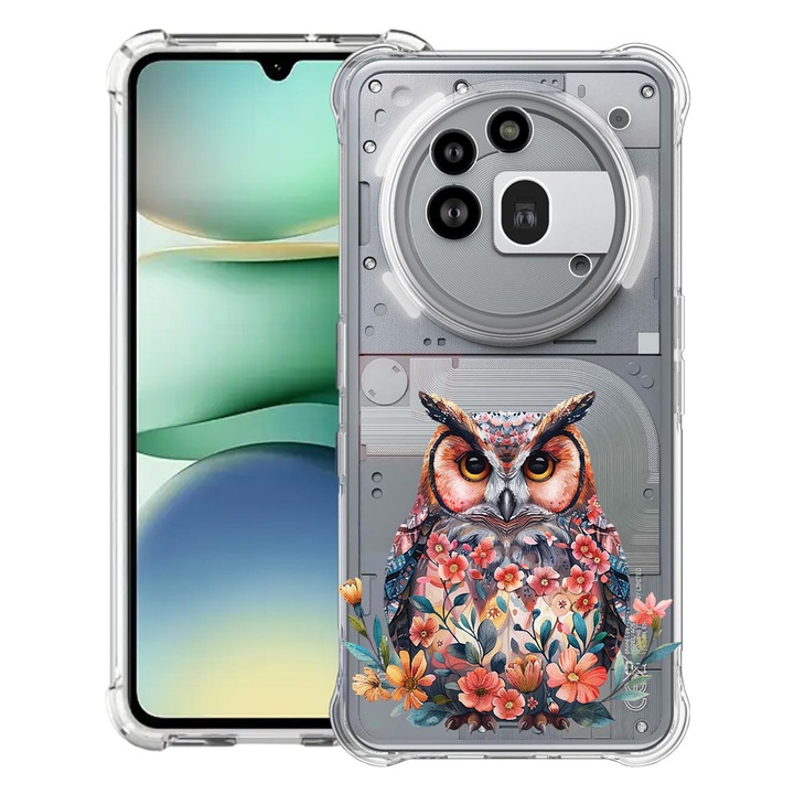 BestCase® Husa Anti Shock 1.5mm Compatibil cu Nothing Phone (3a) Pro, cu Design OWL, Reinforced 4 Corners, 3119592 AS 1879