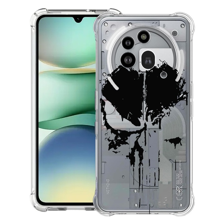 BestCase® Усилен противошоков калъф 1.5мм съвместим с Nothing Phone (3a) Pro, с дизайн Punisher, подсилени 4 ъгъла, 3119592 AS 1885