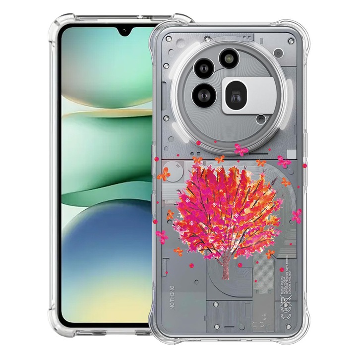 BestCase® Усилен противоударен калъф 1.5мм съвместим с Nothing Phone (3a) Pro, с дизайн Butterflies Tree, подсилени 4 ъгъла, 3119592 AS 1846