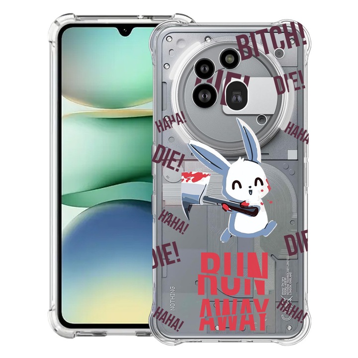 BestCase® Усилен противошоков калъф 1.5 мм, съвместим с Nothing Phone (3a) Pro, с дизайн "Run away!", подсилени 4 ъгъла, 3119592 AS 1463
