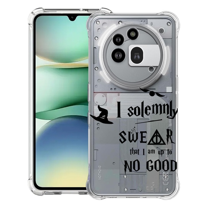 BestCase® Усилен противоударен калъф 1.5 мм, съвместим с Nothing Phone (3a) Pro, с дизайн „I Solemnly swear“, подсилени 4 ъгъла, 3119592 AS 860