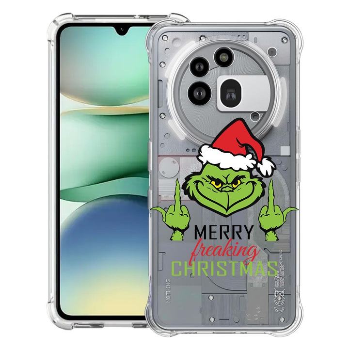 BestCase® Husa Anti Shock 1.5mm Compatibil cu Nothing Phone (3a) Pro, cu Design GreenMass - Merry Xmas, Reinforced 4 Corners, 3119592 AS 1603