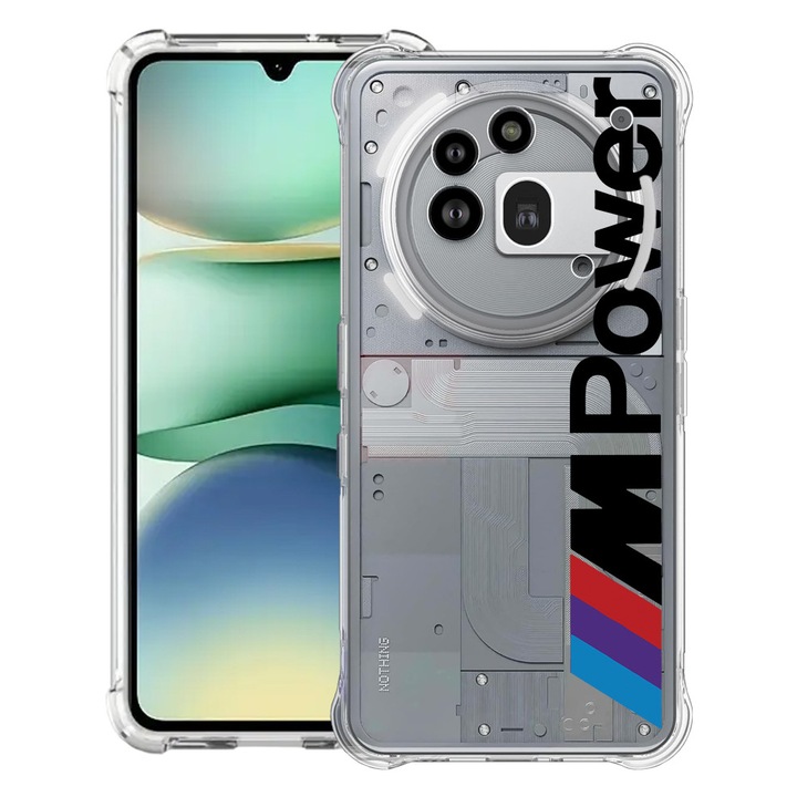 BestCase® Устойчив на удар калъф 1.5 мм, съвместим с Nothing Phone (3a) Pro, с дизайн M Power, подсилени 4 ъгъла, 3119592 AS 1654