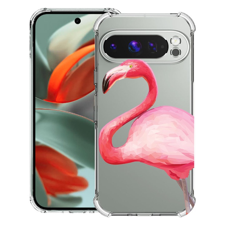 BestCase® Husa Anti Shock 1.5mm Compatibil cu Google Pixel 10 Pro / Pixel 10, cu Design Pink Flamingo, Reinforced 4 Corners, 3119593 AS 55
