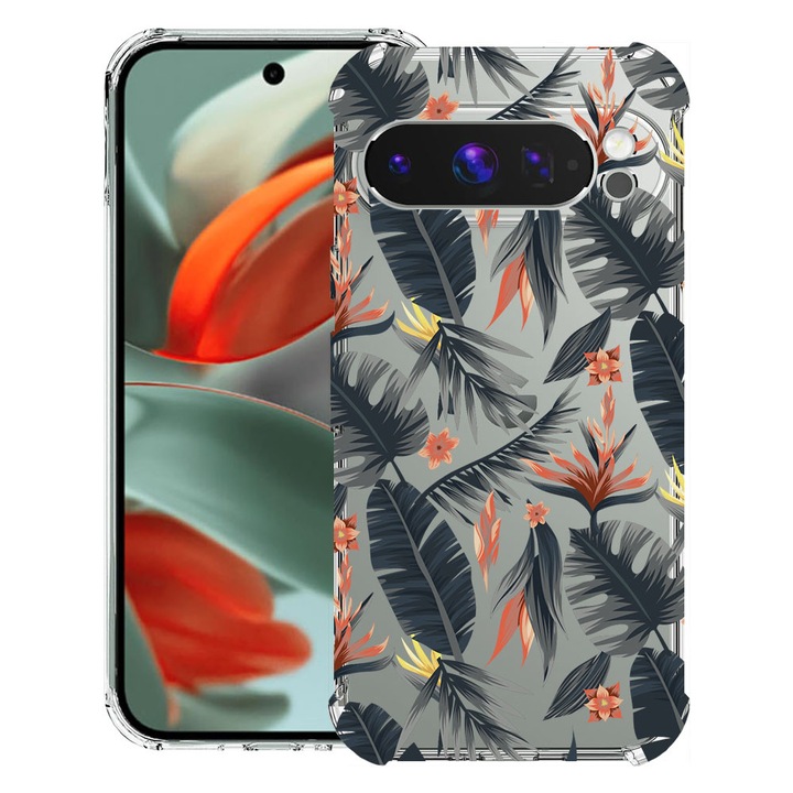 BestCase® Husa Anti Shock 1.5mm Compatibil cu Google Pixel 10 Pro / Pixel 10, cu Design Tropical Flowers, Reinforced 4 Corners, 3119593 AS 88