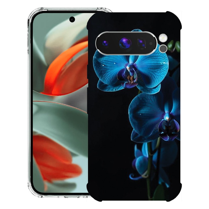 BestCase® Husa Anti Shock 1.5mm Compatibil cu Google Pixel 10 Pro / Pixel 10, cu Design Blue Orchid, Reinforced 4 Corners, 3119593 AS 1403