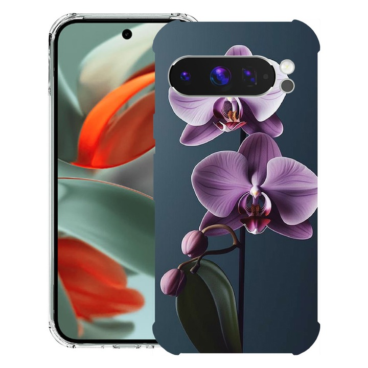 BestCase® Husa Anti Shock 1.5mm Compatibil cu Google Pixel 10 Pro / Pixel 10, cu Design Mov Orchid, Reinforced 4 Corners, 3119593 AS 1404