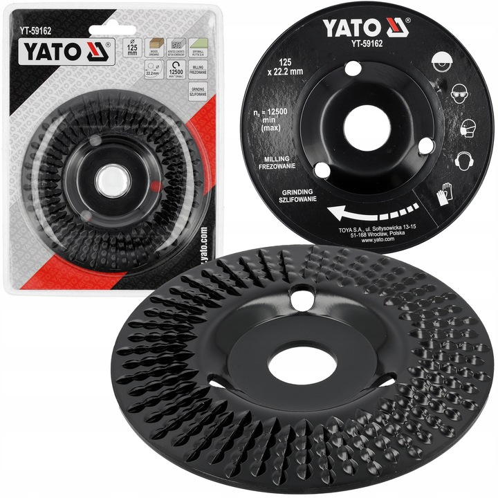 Disc de slefuire Yato 125mm, otel carbon, pentru lemn, beton, gips-carton, 22.2mm