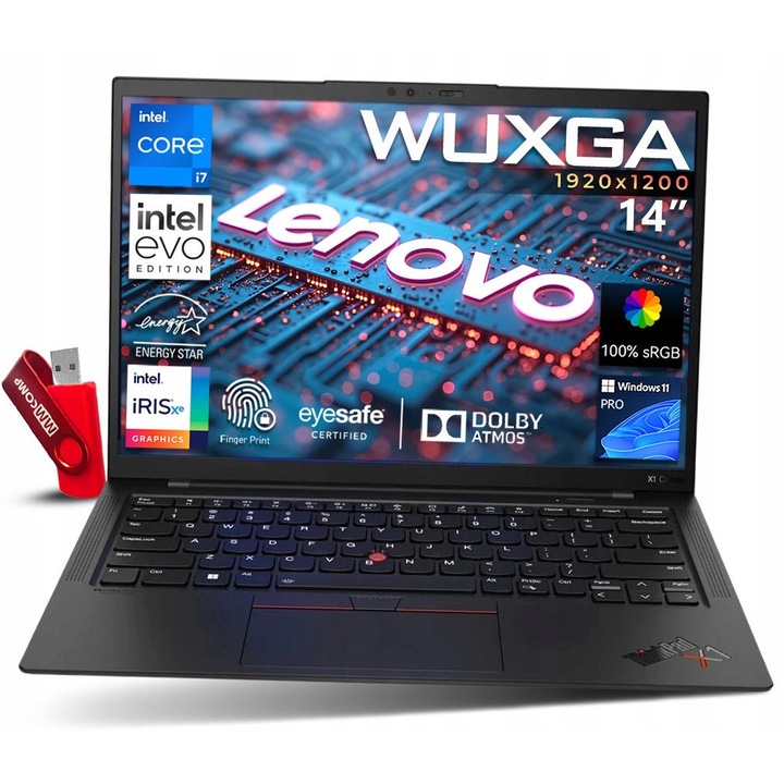 Laptop Lenovo ThinkPad X1 Carbon G10, Intel Core i7-1255U, 16GB 1TB SSD, 14" WUXGA 1920x1200 IPS, 5200 MHz, Windows 11 Pro