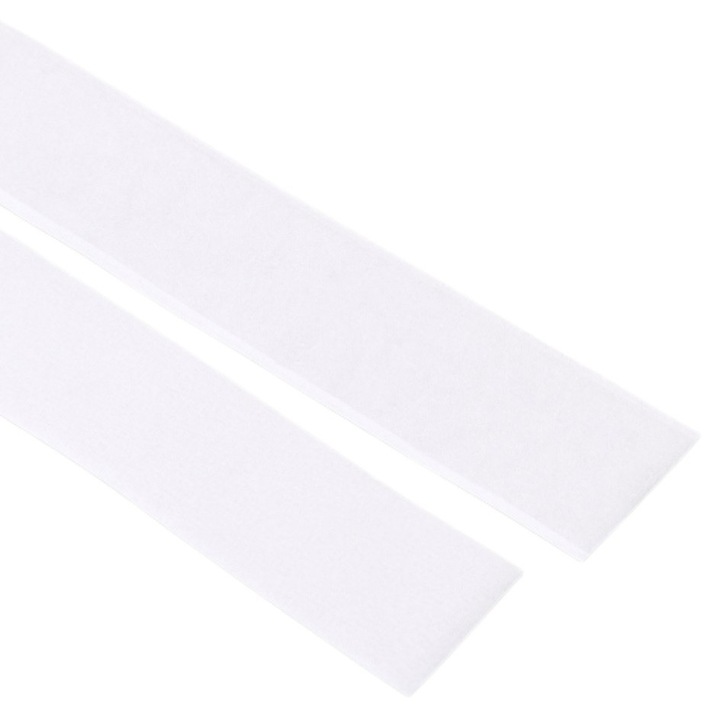 Tépőzáras szalagkészlet, öntapadós – fehér, 50 mm x 25 m