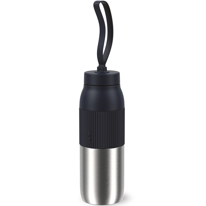 Tefal beYou N2193710 termosz, Rozsdamentes acél, 0.5 l, Csavaros kupakkal, Mosogatógépben mosható, Ezüst/Fekete