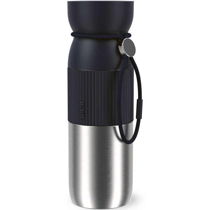 Tefal beYou N2191910 termosz, Rozsdamentes acél, 0.5 l, Quick Press kupak, Mosogatógépben mosható, Ezüst/Fekete