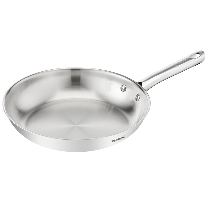 Tigaie universala Tefal Duetto On, 28 cm, inox, inductie, maner ergonomic, incalzire rapida & uniforma, argintiu