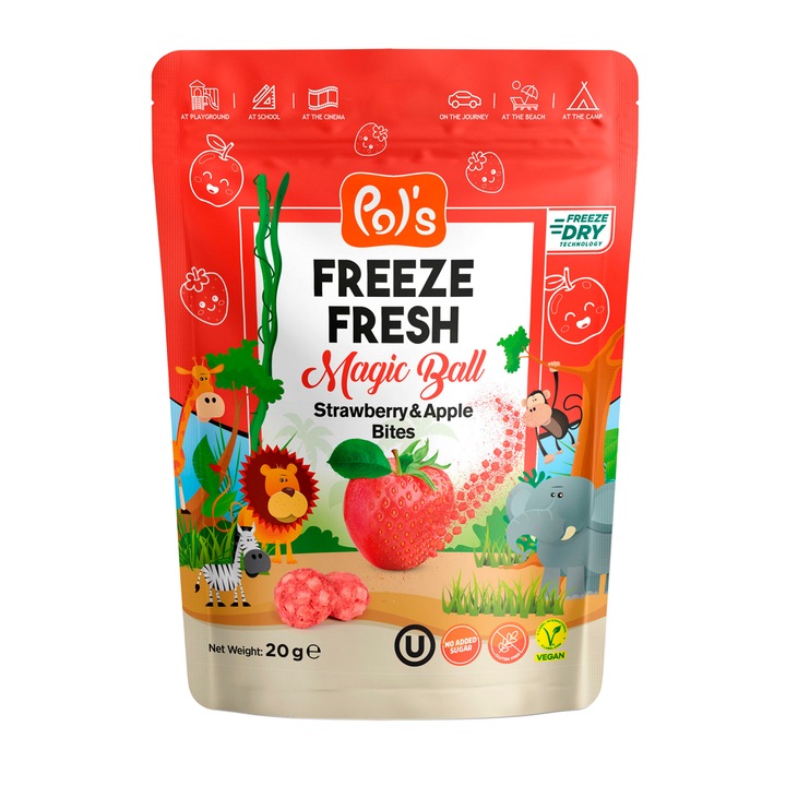 Pol's Freeze Fresh Лиофилизирани плодове, Ябълка и Ягода, 20 г