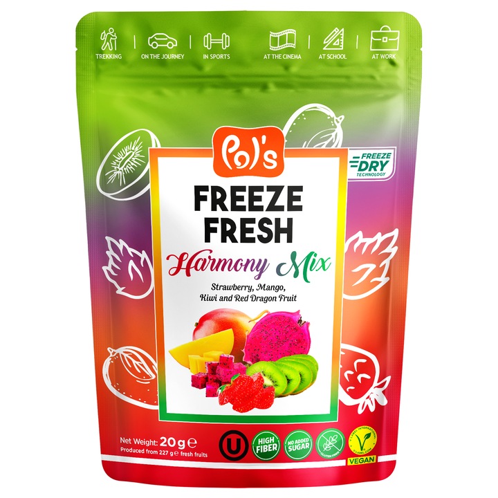 Pol's Freeze Fresh, Лиофилизирани плодове, Микс Хармония, 20 г