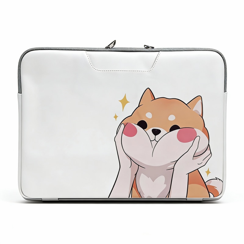 Geanta Laptop 13.3 inch, Model Catel Shiba Inu, Antisoc, Compartiment Protejat