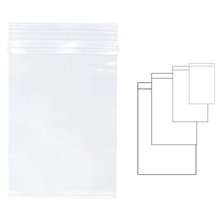 Pungi alimentare transparente cu fermoar, Kangaro, 40x60mm, set 100 bucati