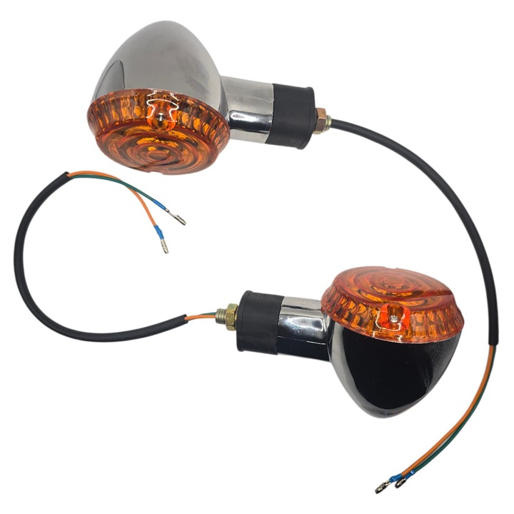 Set 2 semnalizari Moto Scuter Atv crom - rotunde - sticla gablena - M10