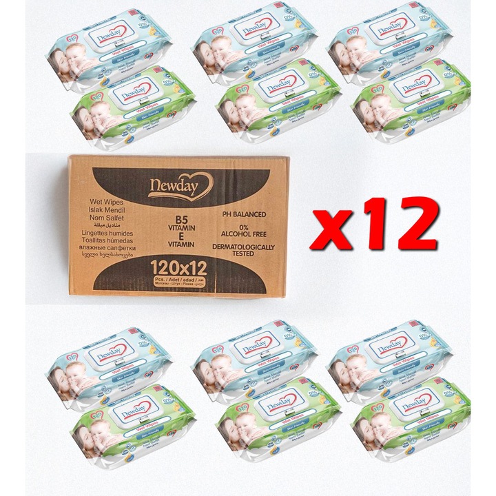Мокри кърпички Newday Skin Friendly - 12 х 120