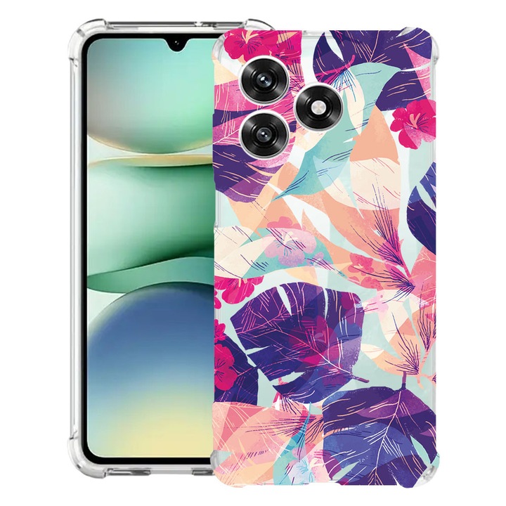 BestCase® Husa Anti Shock 1.5mm Compatibil cu Honor X5c Plus / X5c, cu Design Tropical Flowers, Reinforced 4 Corners, 3119625 AS 71