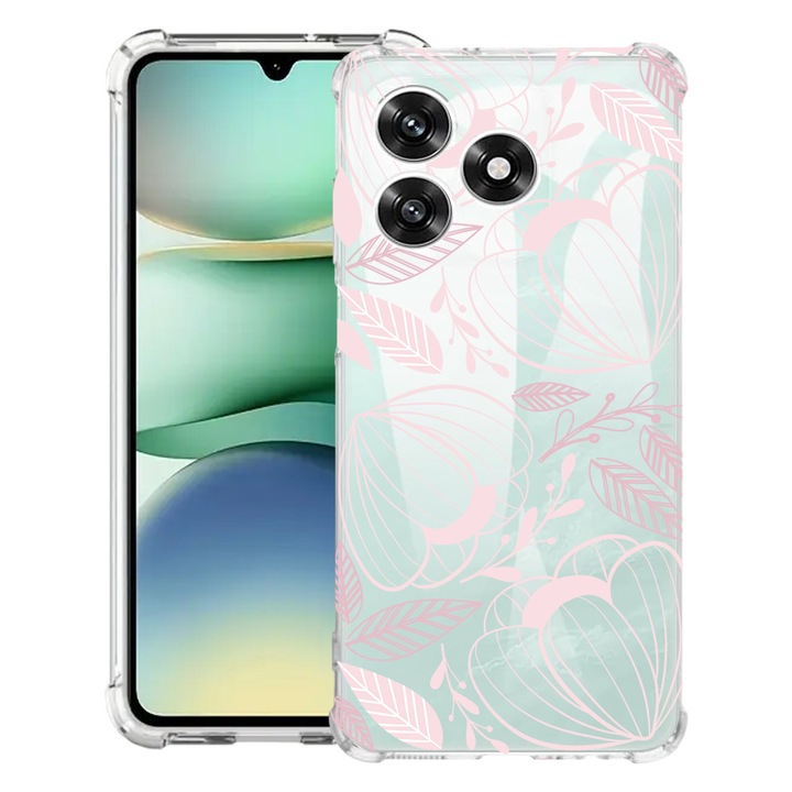 BestCase® Husa Anti Shock 1.5mm Compatibil cu Honor X5c Plus / X5c, cu Design Tropical Pink Flowers, Reinforced 4 Corners, 3119625 AS 113