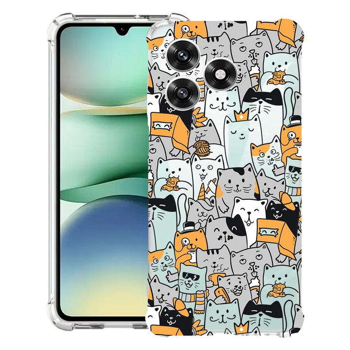 BestCase® Husa Anti Shock 1.5mm Compatibil cu Honor X5c Plus / X5c, cu Design Cat Pattern, Reinforced 4 Corners, 3119625 AS 1030