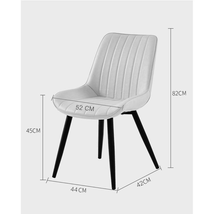 Scaun de Bucatarie 2home Cozy, catifea, 120kg, Negru, 82x52x42cm