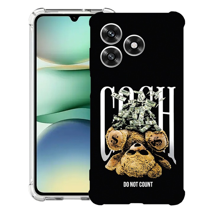BestCase® Husa Anti Shock 1.5mm Compatibil cu Honor X5c Plus / X5c, cu Design Teddy Bear Money, Reinforced 4 Corners, 3119625 AS 1460
