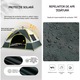 Cort de camping automat, Rezistent la apa, Protectie UV, YSBER®, 200 x 200 x 135 cm, 3-4 persoane, Deschidere si inchidere cu o singura atingere, Dotat cu doua ferestre, doua usi, potrivit pentru camping, plaja, Verde
